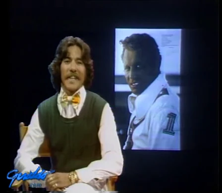 Geraldo Rivera with Evel Knieval graphic