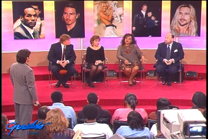 Geraldo Rivera with talk show guests, 1995