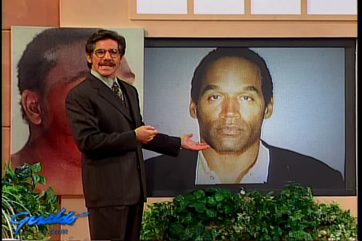 Geraldo Rivera next to photo of OJ Simpson