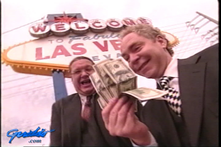 Penn and Teller with cash, 2000