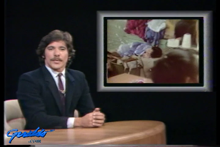 Geraldo Rivera at news desk, 1981