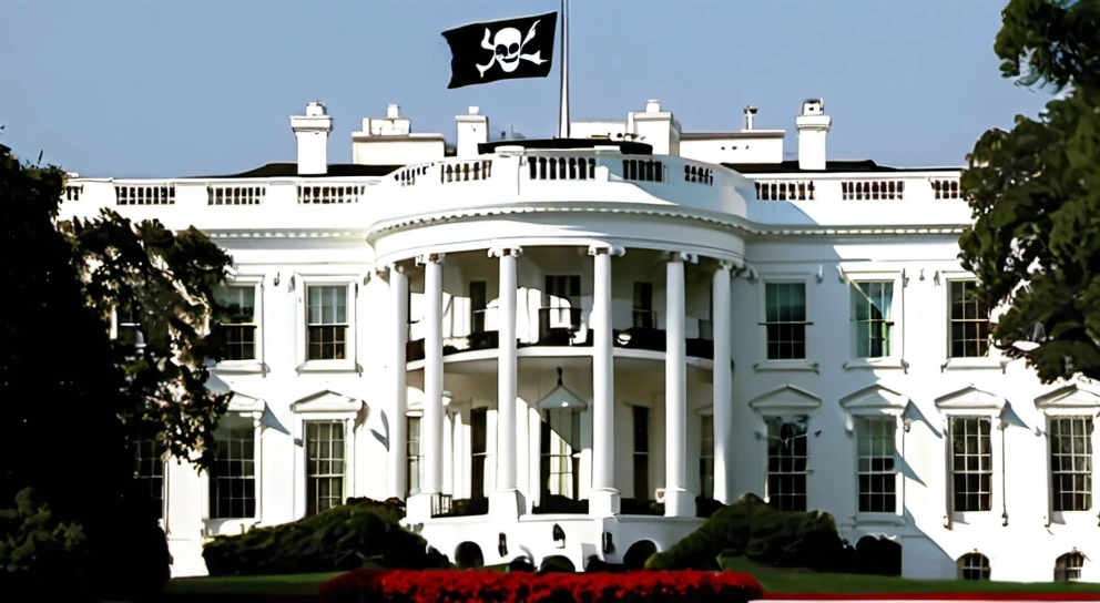 White House with pirate flag, 2024